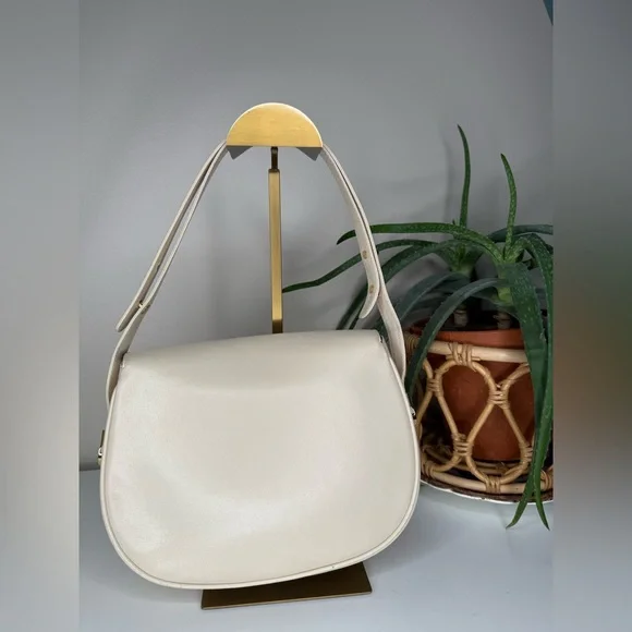 VTG 70s Bally International Cream Leather Shoulder Bag Italy Made Gold Hardware - Picture 6 of 14